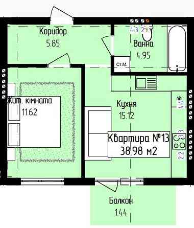 Продаж 1-кімнатної | ЖК Садовий | Садовий Ужгород