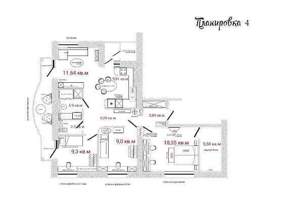 Квартира 97 м² в новострое: кирпич, автономное отопление, Потемкинская Николаев