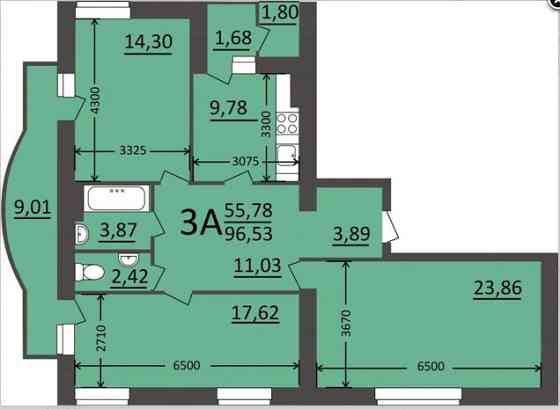 Квартира 97 м² в новострое: кирпич, автономное отопление, Потемкинская Николаев