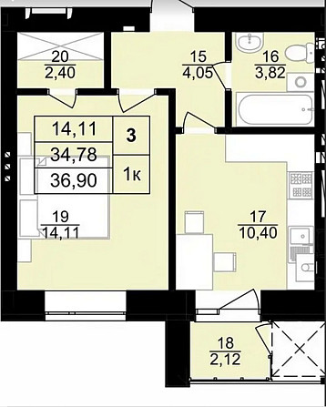 Продаж 1к квартири 40 кв. м на вул. Корольова Тернопіль - зображення 1