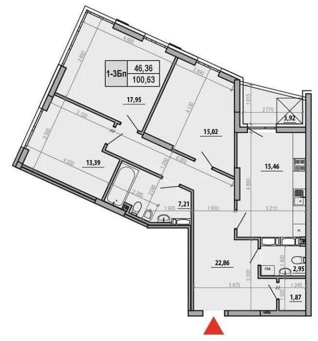 Видова 3К квартира 102кв Русанівська Гавань, 7 поверх, будинок 15 Київ - зображення 1