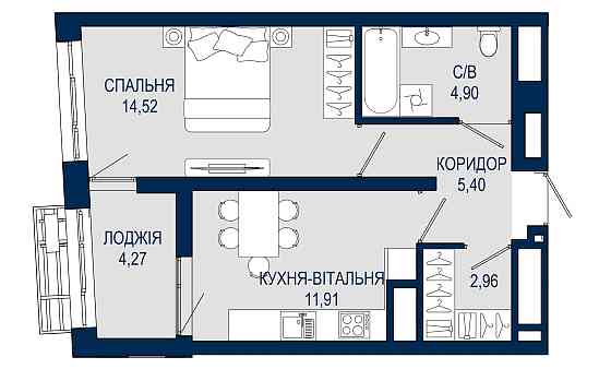 Продаж 1 кім квартири по вул. Княгині Ольги, ЖК Хельга (43.96 м.кв.) Lviv