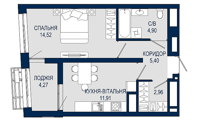 Продаж 1 кім квартири по вул. Княгині Ольги, ЖК Хельга (43.96 м.кв.) Lviv - photo 3