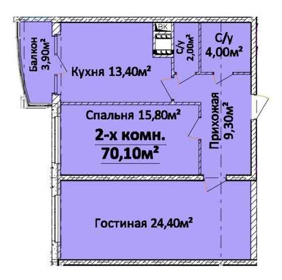 Продам в 2 комн. квартиру, новый сданный дом, Сегедская, 70 м, эт. 6 Одесса