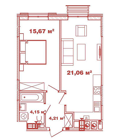 Велика 1к квартира 45,09 м² в ЖК Crystal Avenue / Крістал Авеню Киев - изображение 8