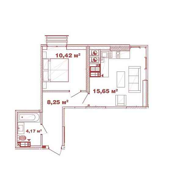 1К-квартира (38,49 м2). ЖК з власною інфраструктурою. 7 хв. до метро Петропавлівська Борщагівка