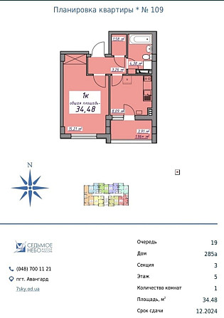 Продам 1 ком. квартиру в ЖК 7 небо Авангард - изображение 1