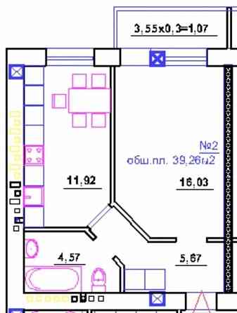 1 комн. квартира. 40 м2. Кирпичный дом. Газовое отопление. Таирова Одесса