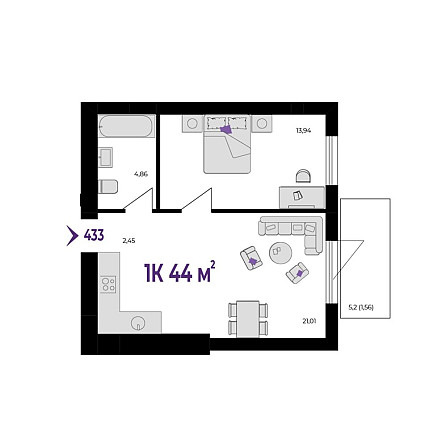 1к квартира 44м.кв. р-н Позитрон Ивано-Франковск - изображение 2