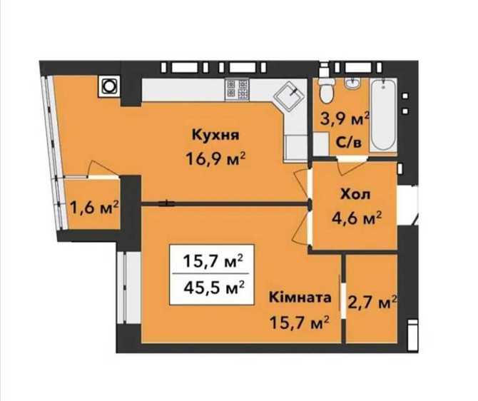 Продаж 1 кімнатної квартири в ЖК Перлина Проскурова 3 Хмельницький - зображення 5