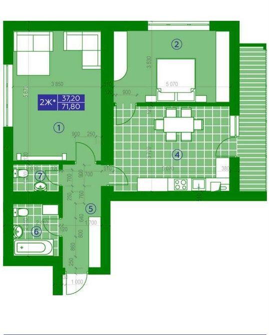 Продаж ЖК Парковий Квартал євро 3 кімнатна 71.8м2 Обухів - зображення 1