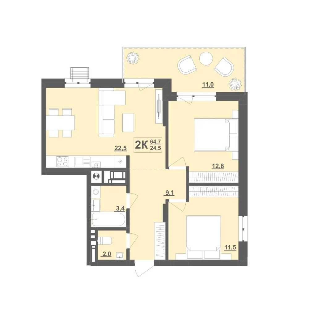 Продаж 2-кімнатної квартири 64,7 м2 Пустомити (Львів за 9 км) Пустомити - зображення 1