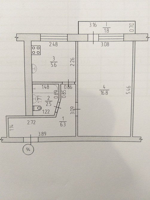 1-к квартира на 4 этаже Дружковка - изображение 1