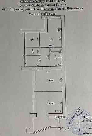 ЦЕНТР, без % за продаж 68.2 м кв. 1 кім, переобладнання в 2 кім. Cherkasy