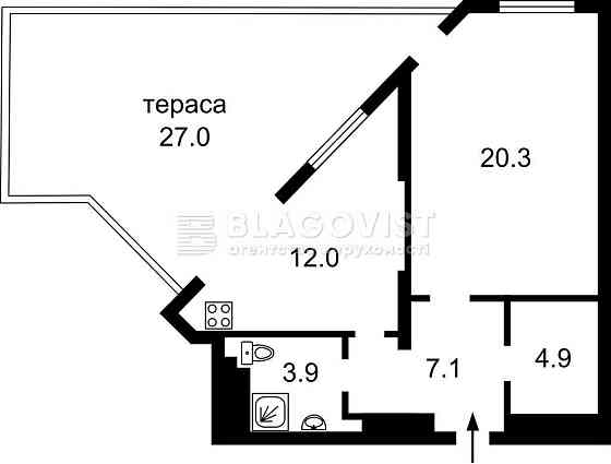 Продаж 1-кім з терасою центр вул Рибалка 5б ЖК Elyseum Kyiv