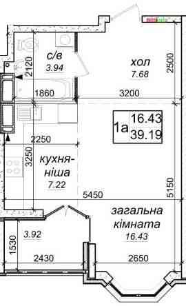 продам квартиру 39 м кв ЖК Одеський бульвар, 1 кімнатна Chabany