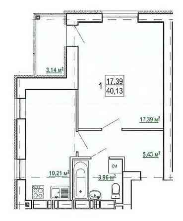 13100$! ЖК Гидропарк! Продам 1 ком квартиру пл 40.13м2, этаж 6й! A Kharkiv