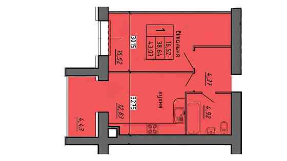 Продаж 1 - кімнатної квартири в новобудові , район Бам. Ternopil