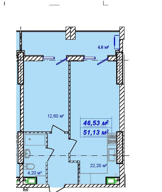 Большая 1к 51 м в рассрочку с 1 взносом 15350 у.е . ул.Посмитного Одеса - зображення 2