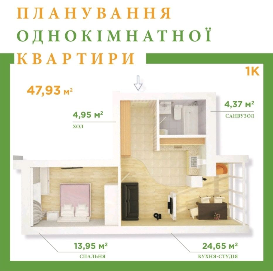 Однушка з мінімальним оформленням Ірпінь - зображення 2