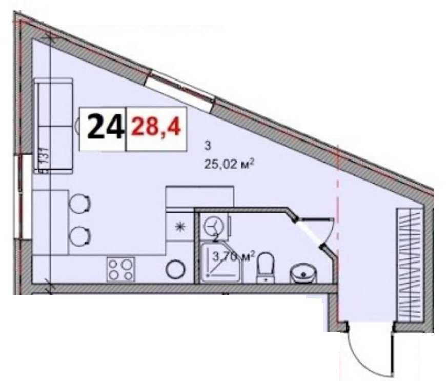 Продаж Смарт 28,4 м² за вигідною ціною від забудовника АКЦІЯ Киев - изображение 1