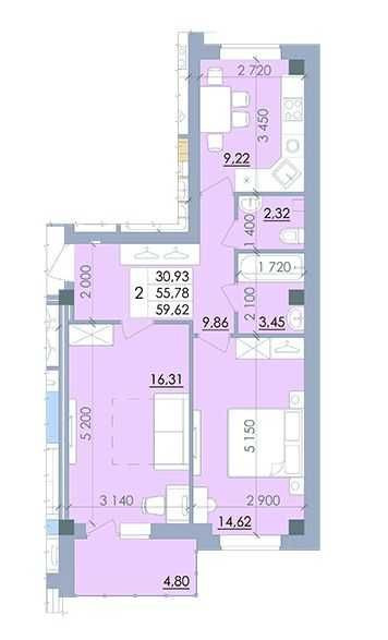 2-х кім.  квартира в НОВОБУДОВІ, можна під єОселю Полтава - изображение 1