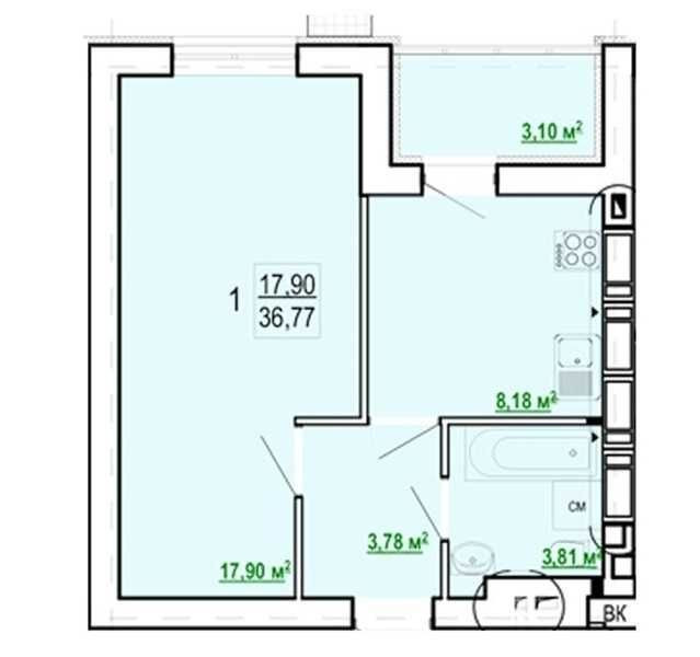 ЖК Гидропарк Продам 1 ком квартиру пл 36.77м2, этаж 7й! Идут ремонты!A Kharkiv - photo 2