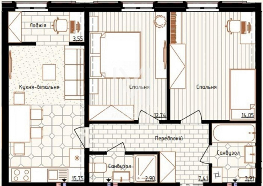 Фонтан! 2-к. квартира 61м2 ЖК Нова Англія Брайтон Киев - изображение 2