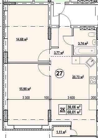 Двокімнатната квартира з балконом біля лісу,Дарницький район! Киев