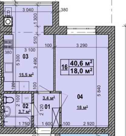 Продаж 1 к. квартири 40.6 м2 Ходосовка, Мануфактура, Мегамаркет без % Khodosivka