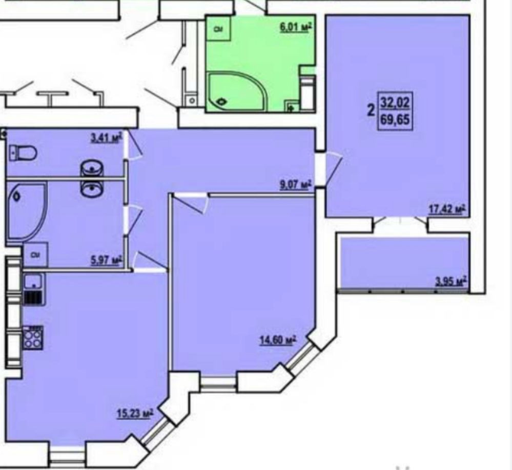 Продам 2 к кв ЖК Сокольники, 70 м2 Харків - зображення 2