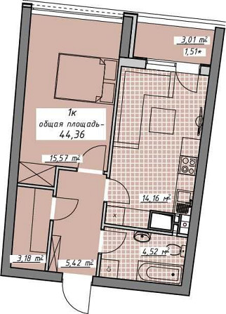 1к. квартира в ЖК "Атмосфера", 347668 Одесса - изображение 4