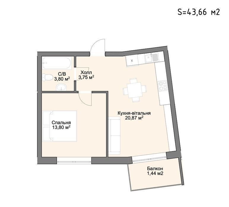 Продаж 1 кімнатна 44 мкв  Винники  3 поверх Винники - изображение 3