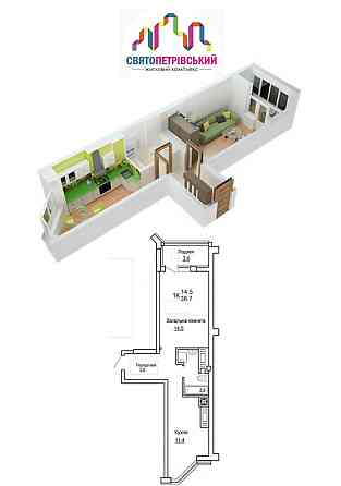 Газ підключено! Видова квартира 40м2, без комісії, ЖК Святопетрівський Софіївська Борщагівка