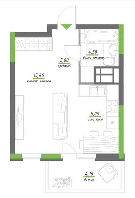 Продаж від власника. ЖК Нивки-парк. 4 поверх. 36,3 м Київ - зображення 8