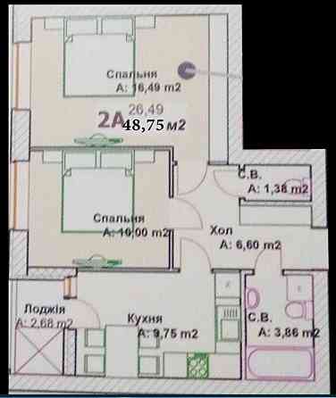 2 к квартира біля  парку Ірпінь