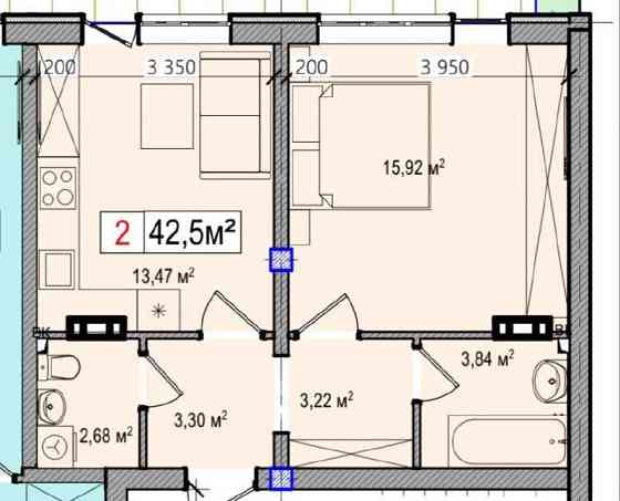 1 кімнатна квартирана Биковні за 23583 $ Kyiv