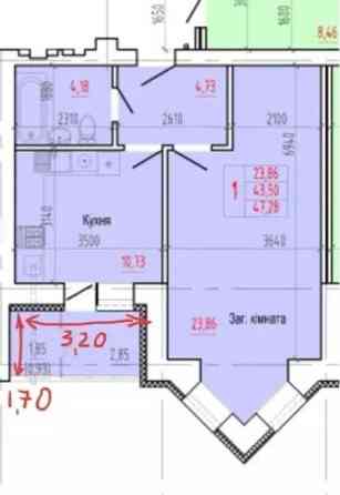 1-кімнатна квартира на Пр-ті Свободи! Середній поверх! Вид на річку! Суми