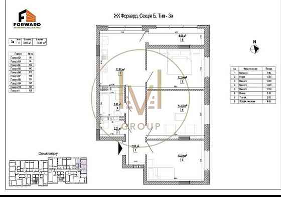 Продаж 3-кімнатної квартири (73 м2) в ЖК Forward Шевченківський район Київ