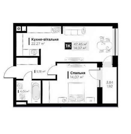 Продаж однокімнатної квартири ЖК Hygge lux 48 м.кв Львів