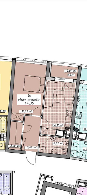 1 ком 44.36м.кв  пока по хорошей цене ЖК Атмосфера. Дом сдан. Одесса - изображение 2