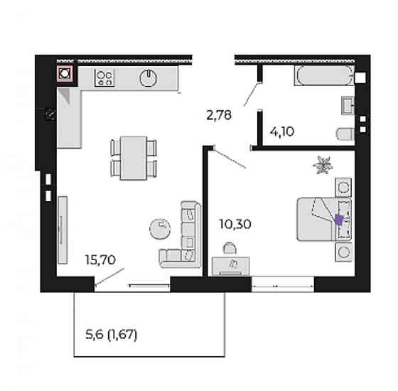 Однокімнатна квартира в містечку клубного типу Івано-Франківськ