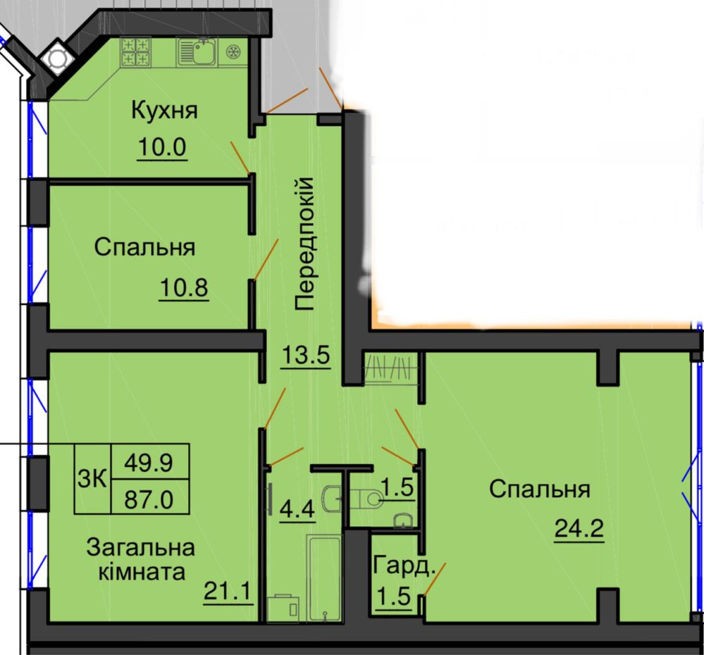 3 к квартира з хорошим плануванням ЖК Софія Резиденція Софіївська Борщагівка - зображення 1