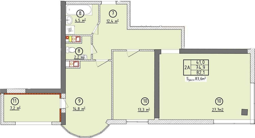 квартира ЖК Аквамарин дом сдан вид на море 85 кв.м без комиссии 75000$ Одеса - зображення 6