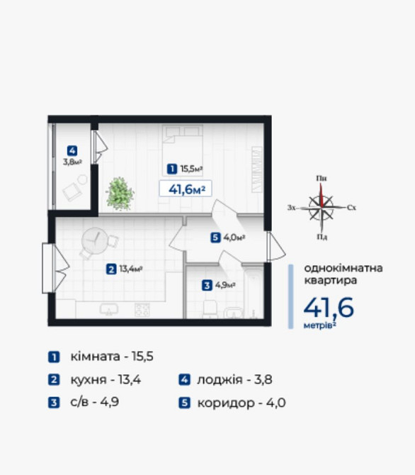 (6)Однокімнатна квартира ,795$ м2 Ивано-Франковск - изображение 3