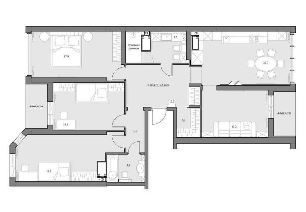 3х комнатная, 117 м2, новый дизайнерский ремонт ЖК Элегия парк Аркадия Одесса - изображение 2