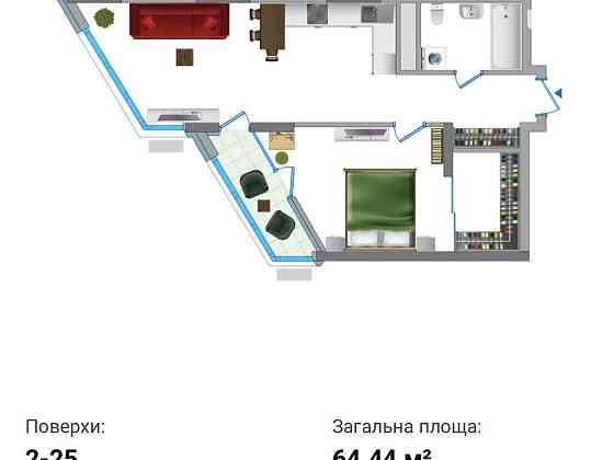 Продам видову 2 кімнатну квартиру в ЖК Зарічний IO Киев