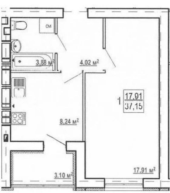 Продам однокомнатную квартиру ( черновые работы) в ЖК Гидропарк, pp3 Харьков - изображение 8