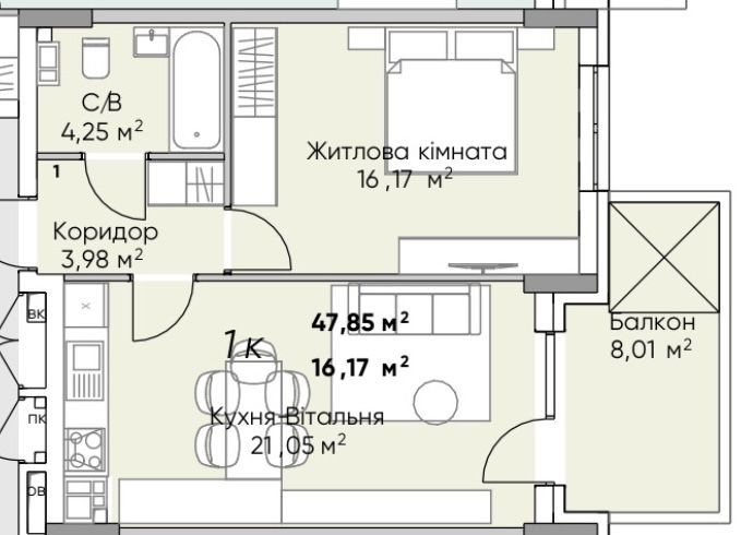 Продажа 1 к. Квартира ЖК Olegiv Podil Київ - зображення 6