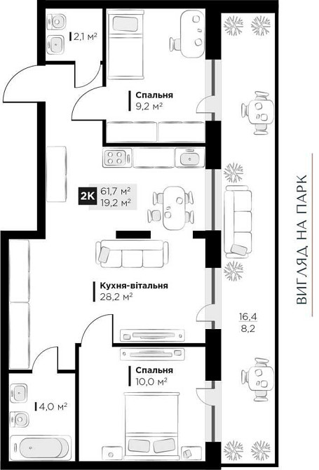 Продаж 2 кімнатної квартири,представницький поверх ,ЖК "SILENT PARK" Львів - зображення 6